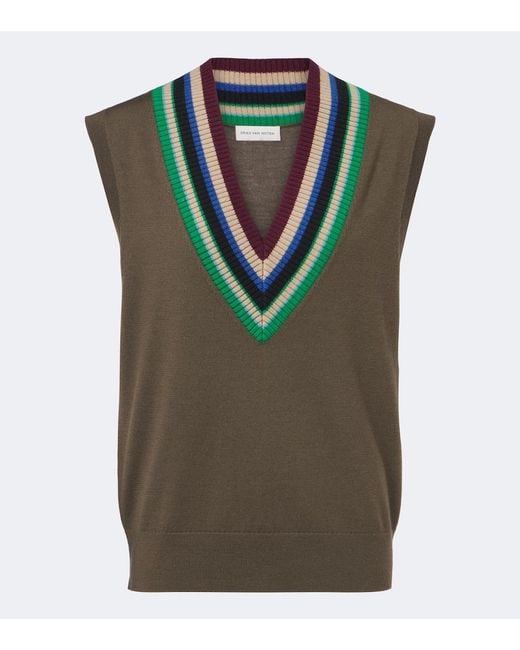 Dries Van Noten Green Virgin Wool Sweater Vest