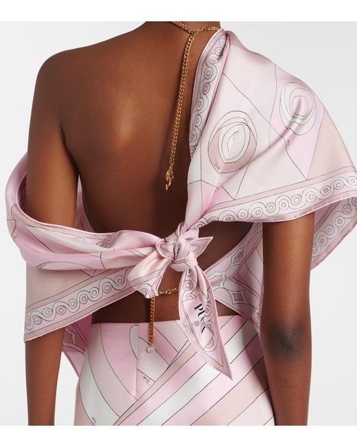 Emilio Pucci Pink Occhi Silk Twill Scarf
