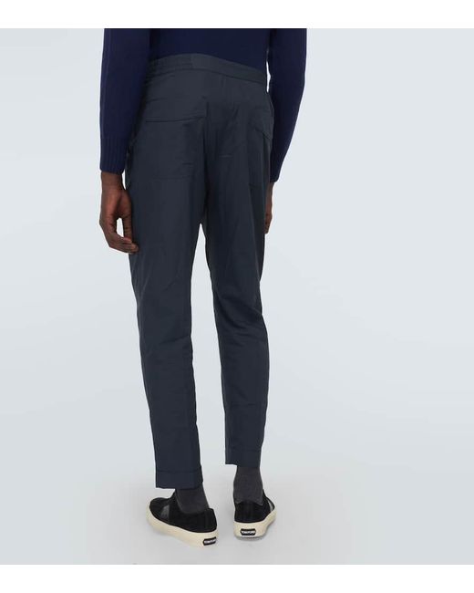 Tom Ford Blue Cotton And Silk Straight Pants for men