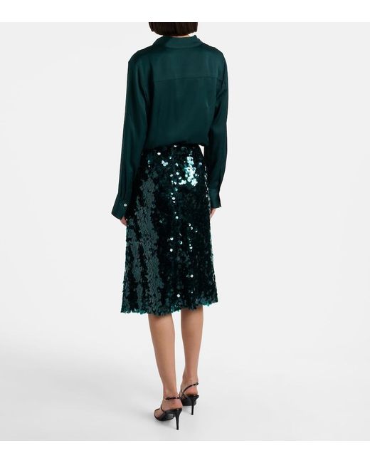 Vince Green Lucite Sequined Midi Skirt