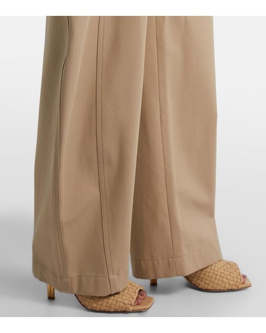 Bottega Veneta Natural Cotton Twill Wide-Leg Pants