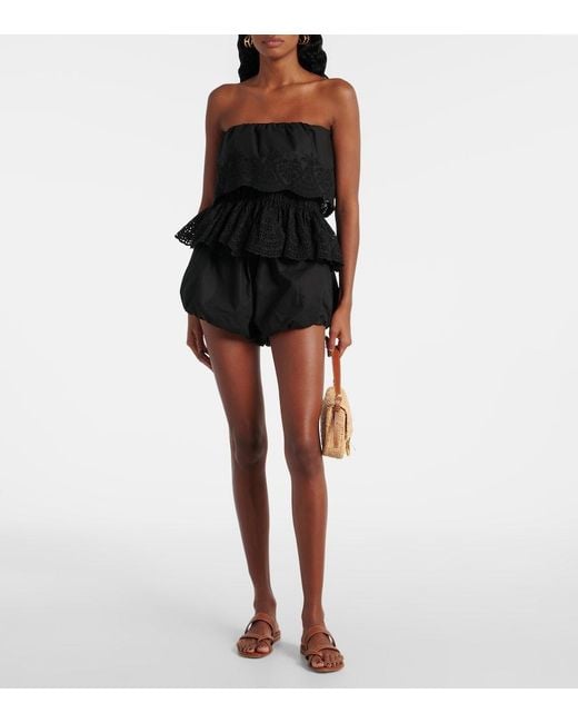 Posse Black Beryl Peplum Cotton Top