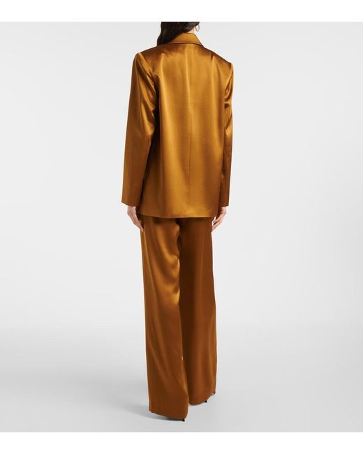 The Sei Brown Oversized Silk Satin Blazer