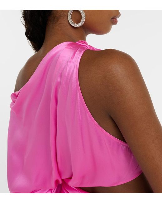 The Sei Pink Draped Cutout Silk Satin Gown