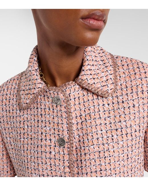 Etro Pink Cropped Tweed Jacket
