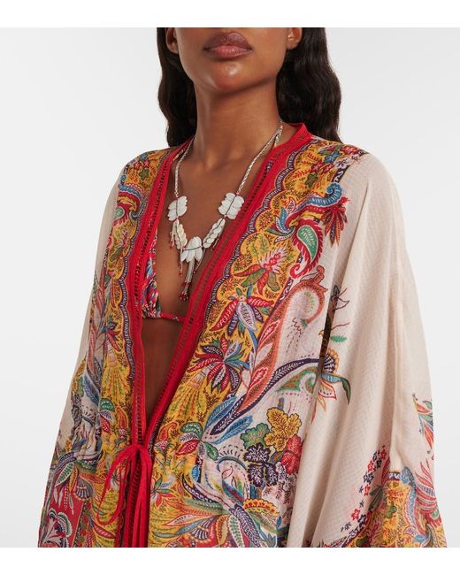 Etro Red Paisley Fringed Kaftan