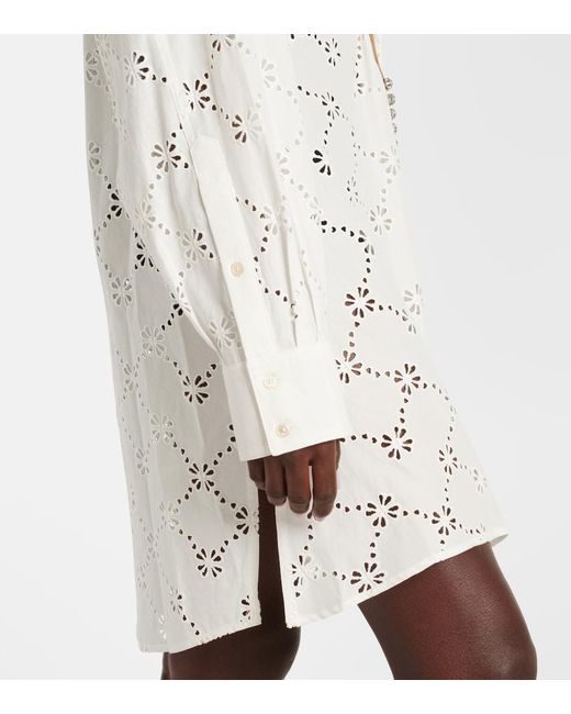 Area White Draped Cotton Shirt Dress