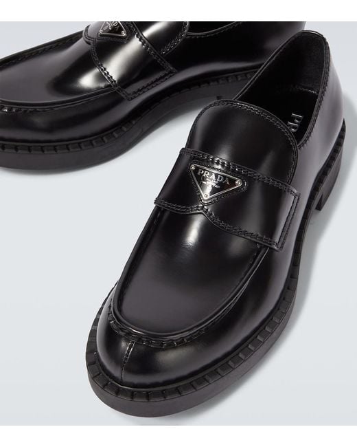 Prada Black Chocolate Leather Loafers for men