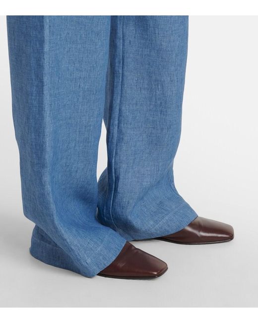 Rohe Blue Linen Wide-Leg Pants