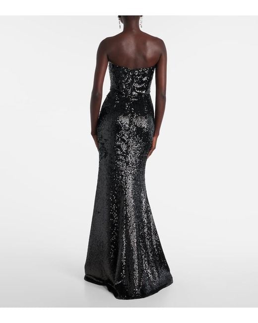 Elie Saab Black Verzierte Robe Aus Einem Seidengemisch