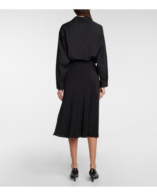 The Row Black Medela Silk Satin Midi Skirt