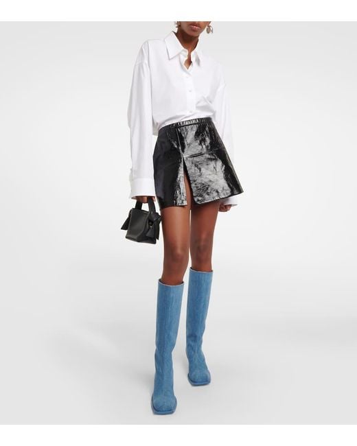 Gia Borghini Blue Blondine Denim Knee-High Boots
