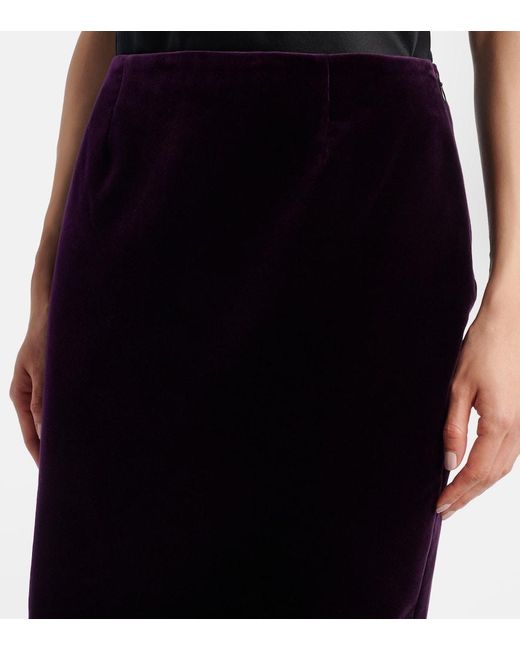 Nina Ricci Blue Peplum Cotton Velvet Midi Skirt