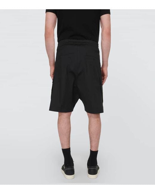 Rick Owens Black Cargobela Cotton-blend Shorts for men