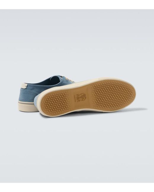 Brunello Cucinelli Blue Suede Sneakers for men