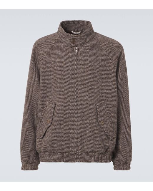 Auralee Brown Herringbone Wool Tweed Blouson for men