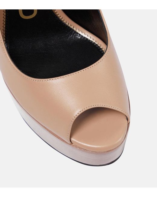 Tom Ford Natural Padlock Platform Leather Sandals