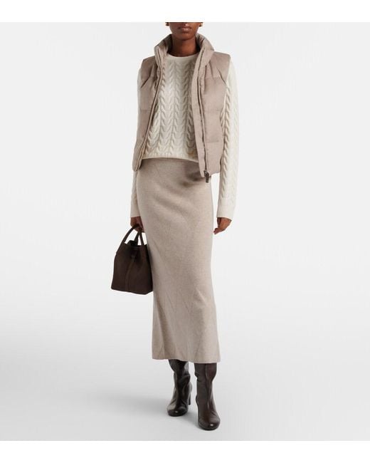 Max Mara Natural Quilted Cashmere Down Vest