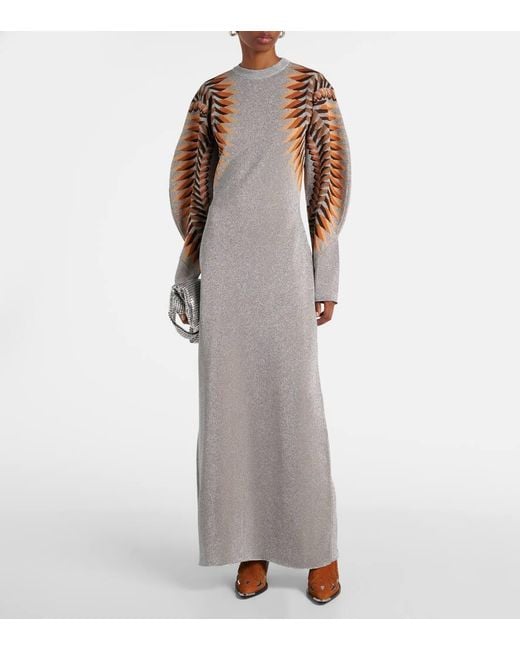 Rabanne White Lame Jacquard Maxi Dress