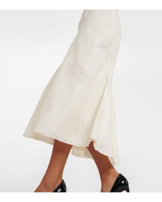Victoria Beckham White Gathered Cotton-blend Midi Dress