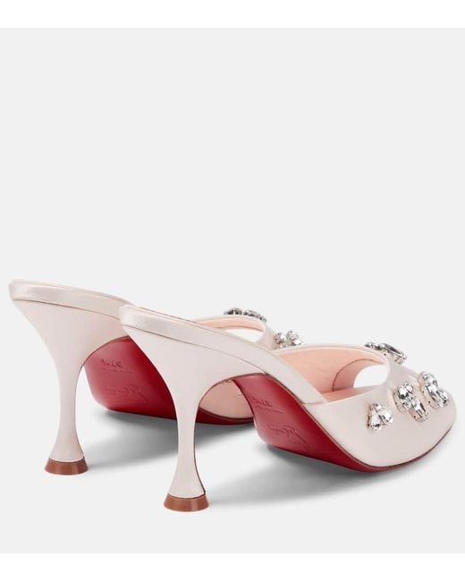 Christian Louboutin Pink Degraqueen 85 Embellished Crepe Mules