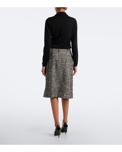 Dolce & Gabbana Gray Wool, Silk, And Alpaca-Blend Tweed Pencil Skirt