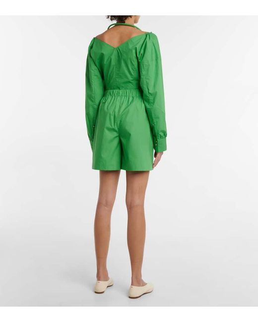 Nanushka Green Megan Cotton Poplin Shorts