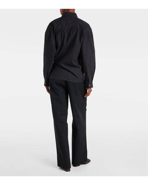 Lemaire Blue Hemd Aus Baumwolle Und Seide