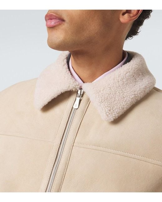 Eleventy Natural Shearling-Lined Suede Jacket for men
