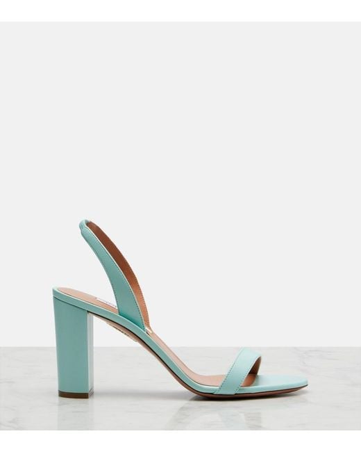 Aquazzura Blue Leather Slingback Sandals