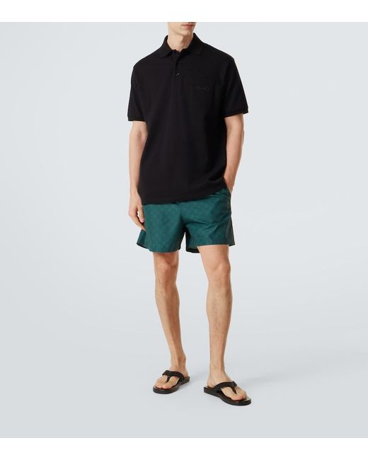 Gucci Brown Logo Canvas And Leather Thong Sandals for men