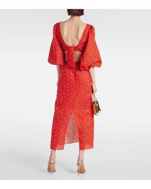 Vestido midi de lino estampado Johanna Ortiz de color Red