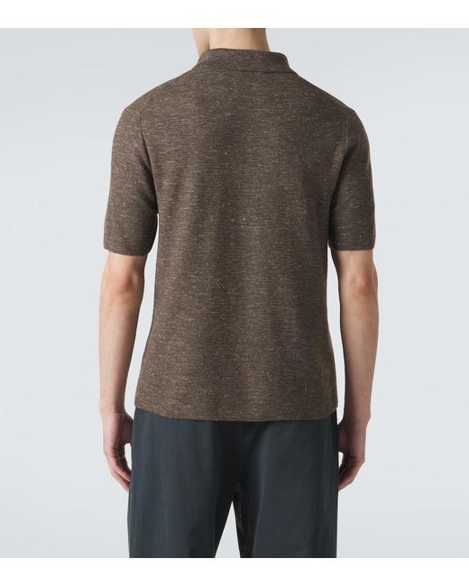 The Row Brown Ravi Silk, Cashmere, And Linen Polo Shirt for men
