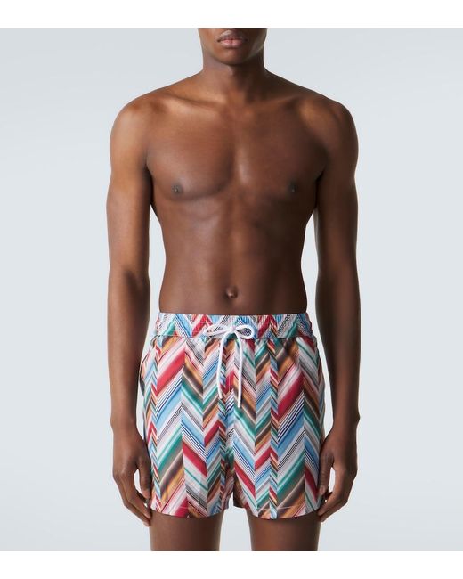Missoni White Zigzag Swim Trunks for men