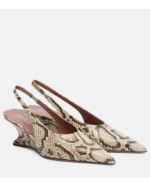 Paris Texas Brown Slingback-Pumps Nina 50 Aus Leder