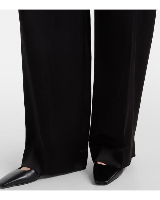 Totême  Black Satin Wide-Leg Pants