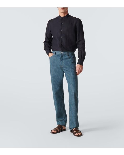 Loro Piana Hemd Elia Aus Flachs in Blue für Herren