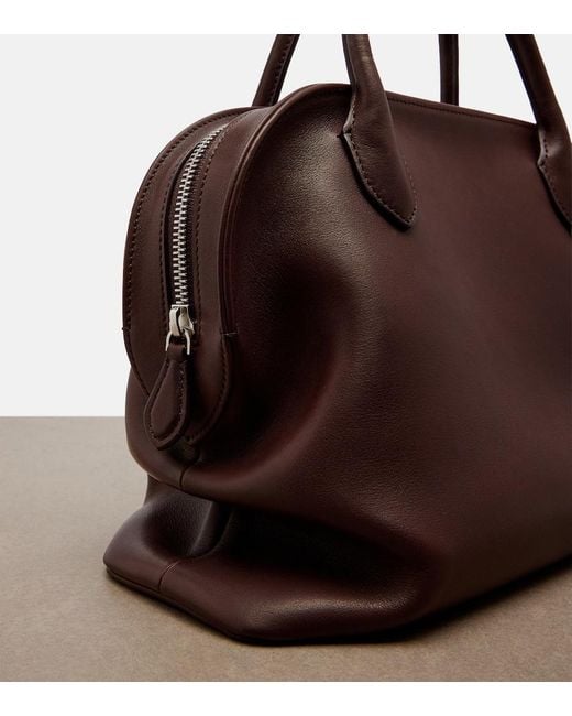 The Row Brown Agnes 12 Leather Top-Handle Bag