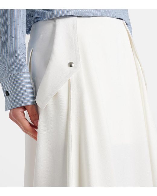 Bottega Veneta White Pleated Midi Skirt