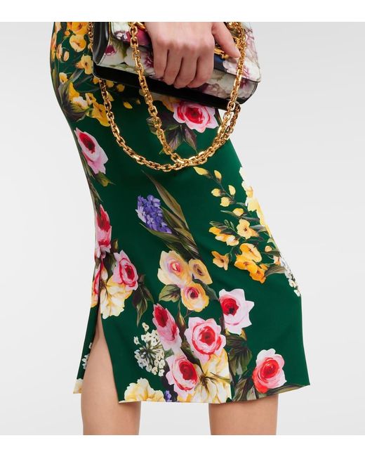 Vestido midi de cady de mezcla de seda Dolce & Gabbana de color Green