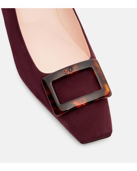 Roger Vivier Red Belle Vivier 45 Suede Pumps