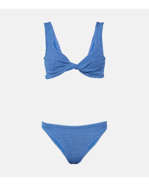 Hunza G Blue Juno Twist-detail Bikini