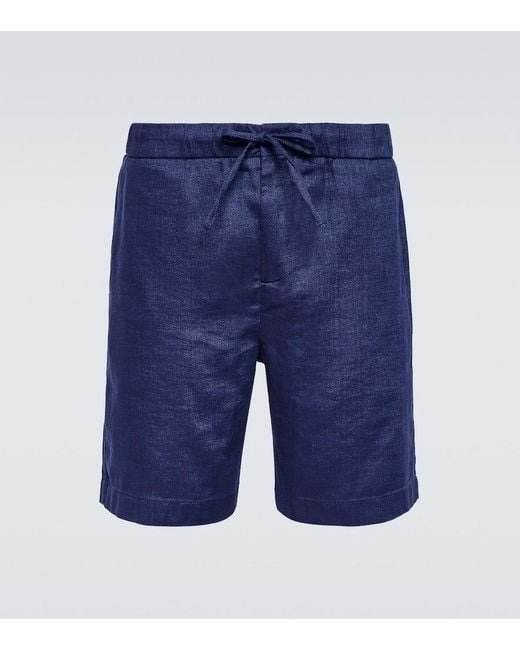 Frescobol Carioca Blue Felipe Linen And Cotton Shorts for men