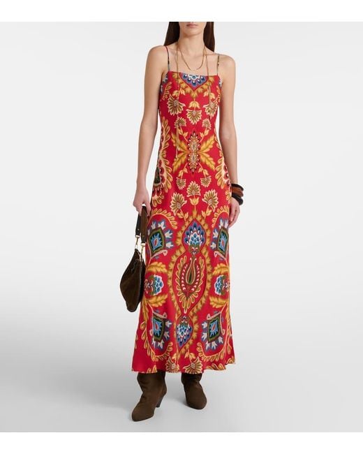 Farm Rio Red Maxikleid Folk Tapestry