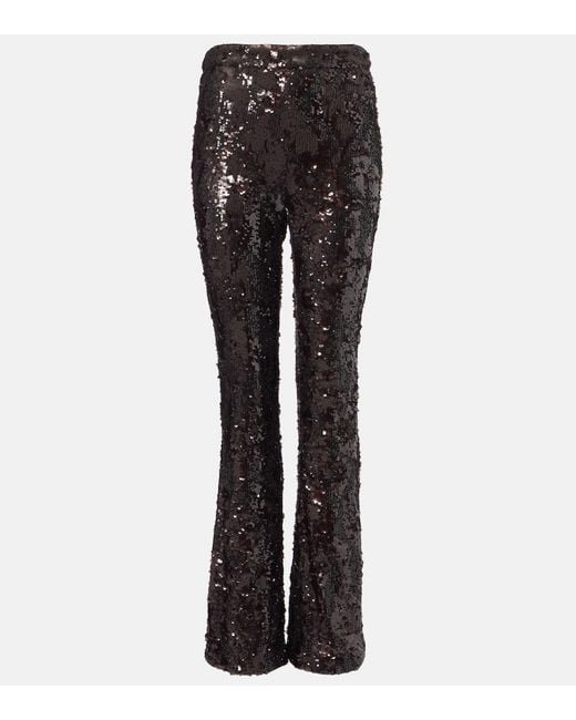 Veronica Beard Black Collier Sequined Flared Pants