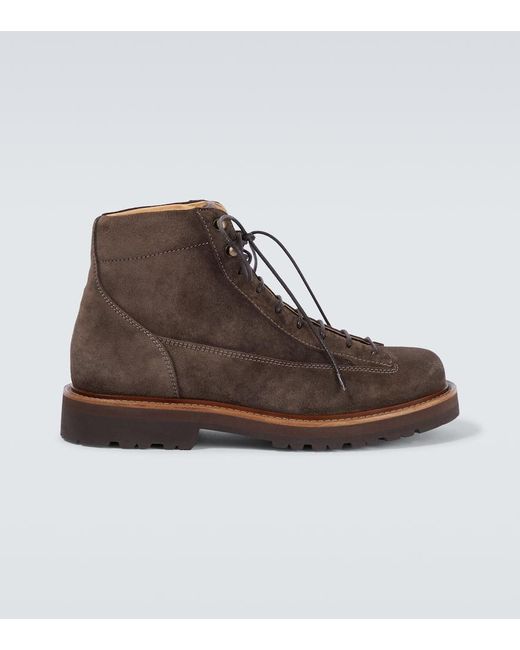 Brunello Cucinelli Brown Suede Ankle Boots for men