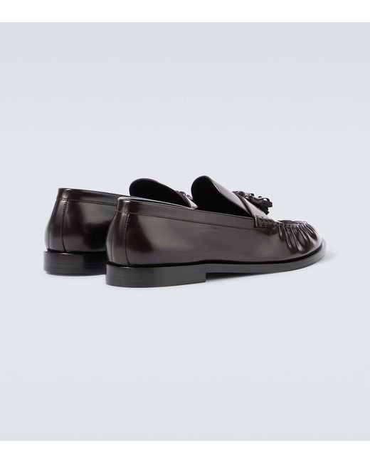 The Row Black Classic Leather Loafers for men