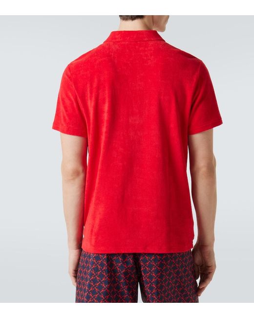 Vilebrequin Red Cotton-Blend Terry Polo Shirt for men