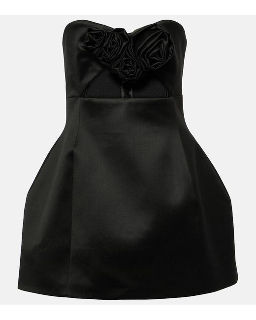 Vestido corto bustier con aplique floral Magda Butrym de color Black