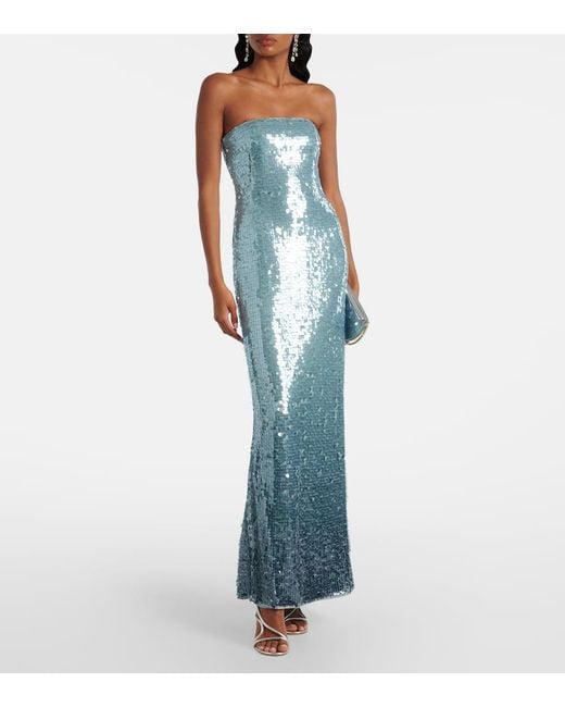 Jonathan Simkhai Blue Leilani Sequined Gown